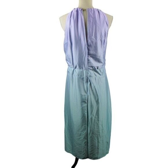 Ashley Stewart Ombre Sleeveless Wrap Dress Purple Blue 3X Spring Cocktail Dress - Picture 4 of 6